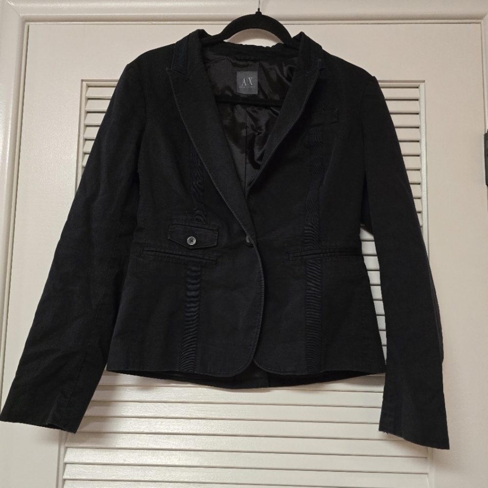 Armani Exchange - Black Designer Luxury Classic Long-Sleeve Blazer Jacket